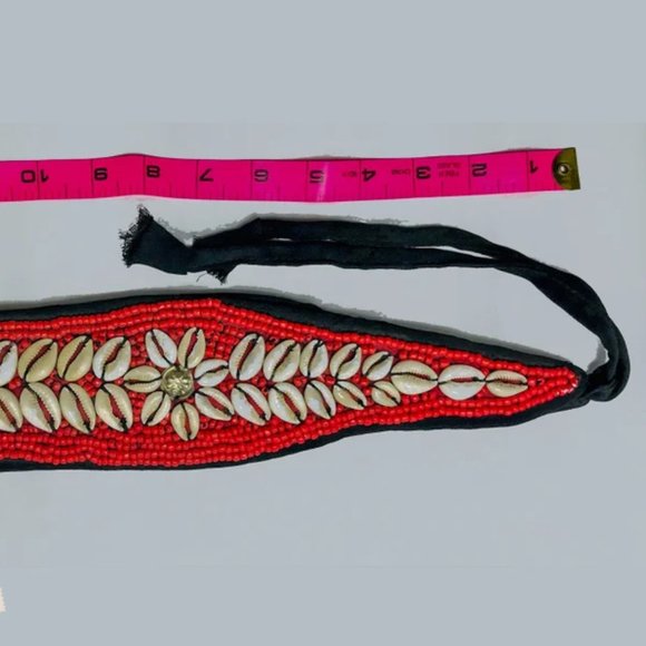Vintage Afghan Beaded Shell Belt: Tribal Belly Dance Jewelry